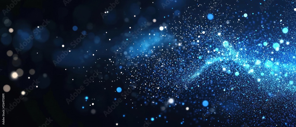 Fototapeta premium Abstract Blue Glitter Background with Sparkling Particles