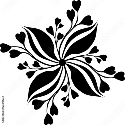 Black Art Nouveau Flower