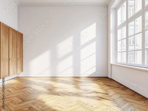 Wallpaper Mural Empty Room, Sunlight, Hardwood Floors, City View Torontodigital.ca