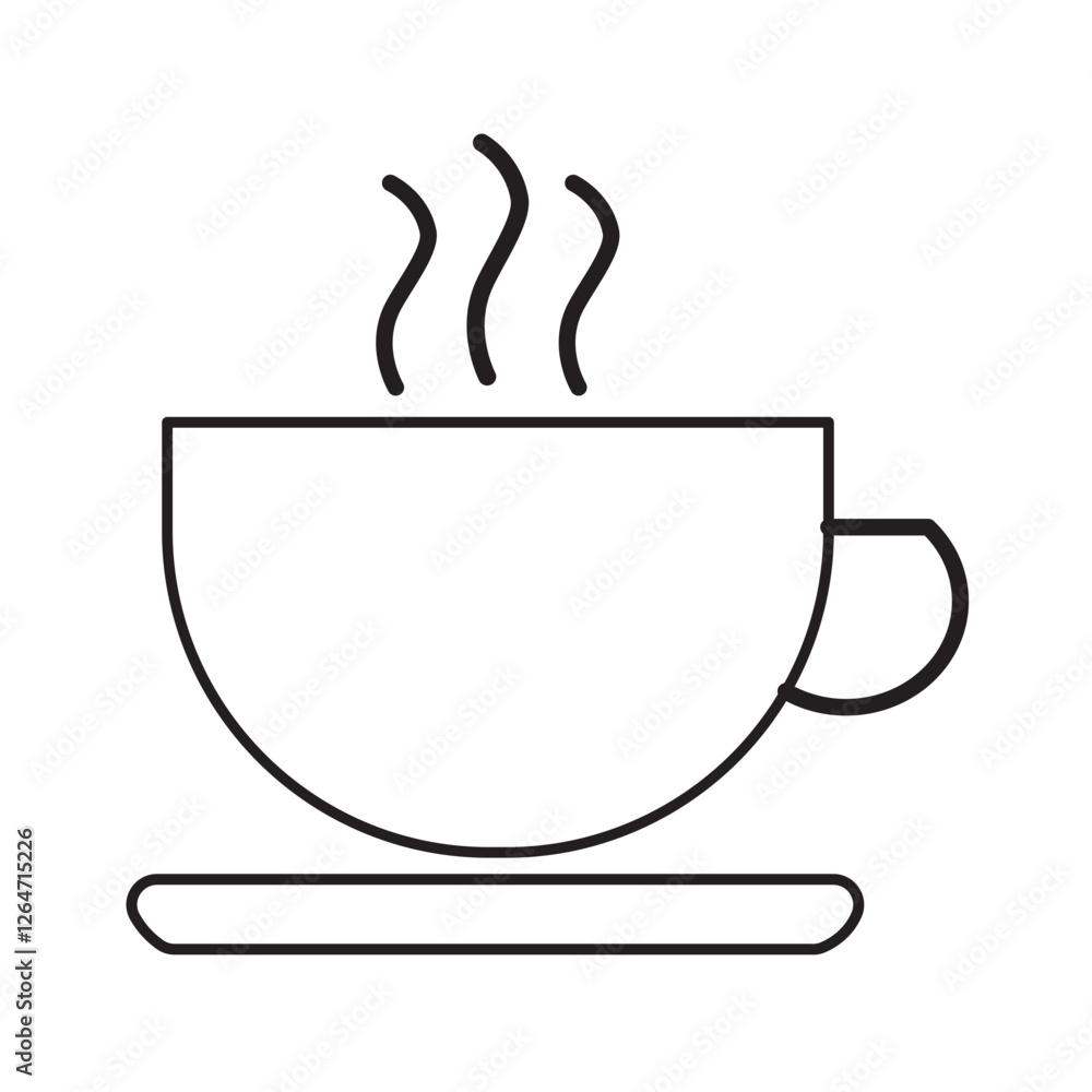 Hot Tea Coffee Cup Linear Icon Vector Hot Tea Coffee Cup Linear Icon Vector