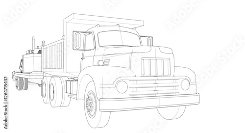 truck and bulldozer 3d illustration