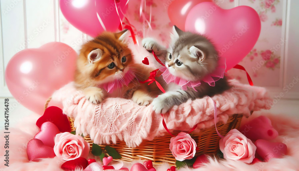 Fototapeta premium Furry Love Story – A Basket Full of Warmth & Whiskers 🐾💕