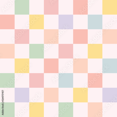 Cute spring seamess pattern checkered pastel backdrop. Beautiful abstract Easter geometric print wallpaper