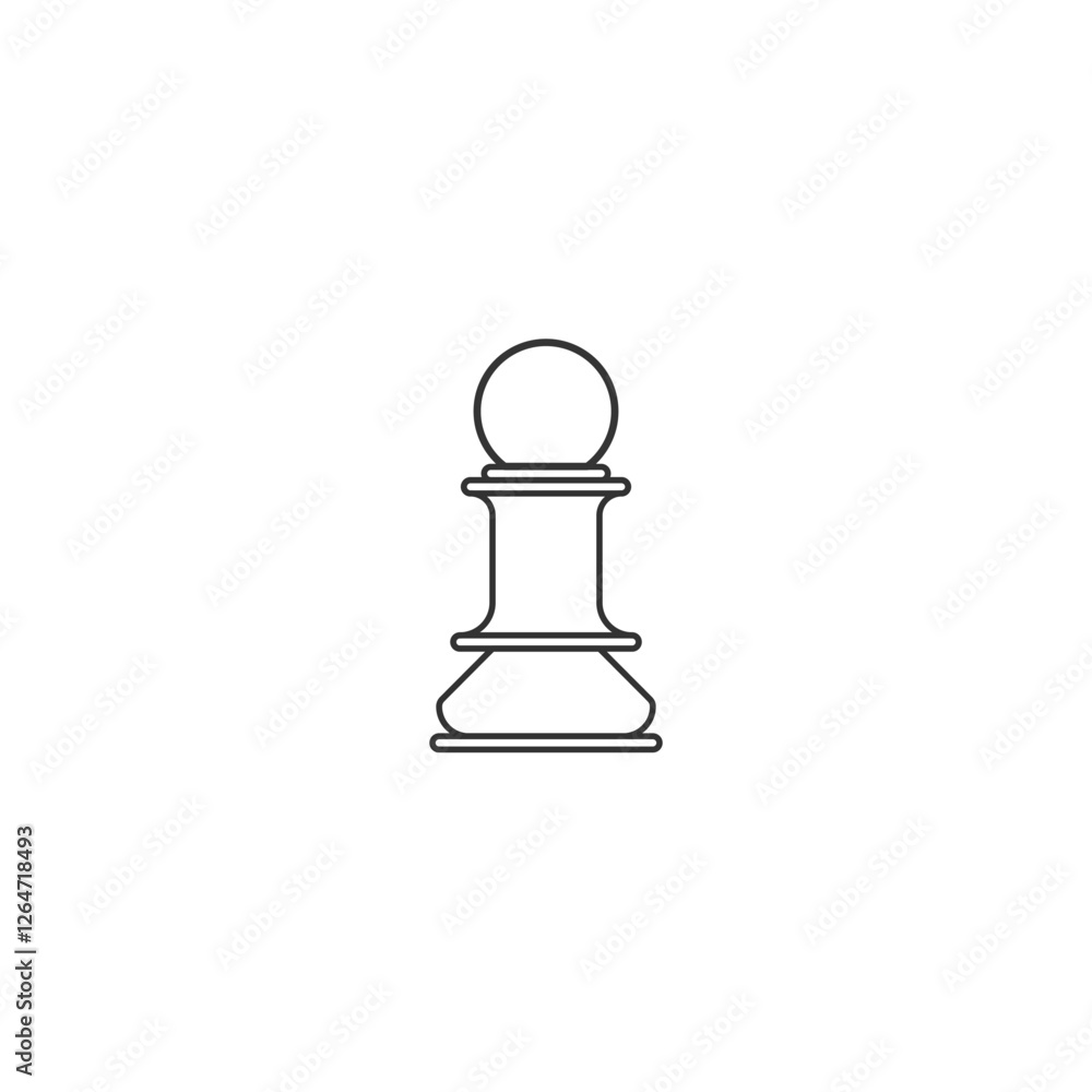 Outline Chess Pawn Piece Isolated Against a White Background