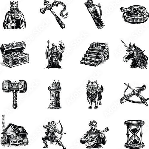 Collection of Vintage Medieval Art Illustrations

