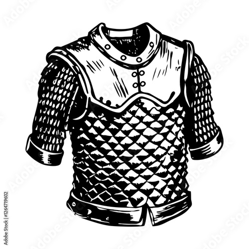 Vintage illustration depicting chainmail armour