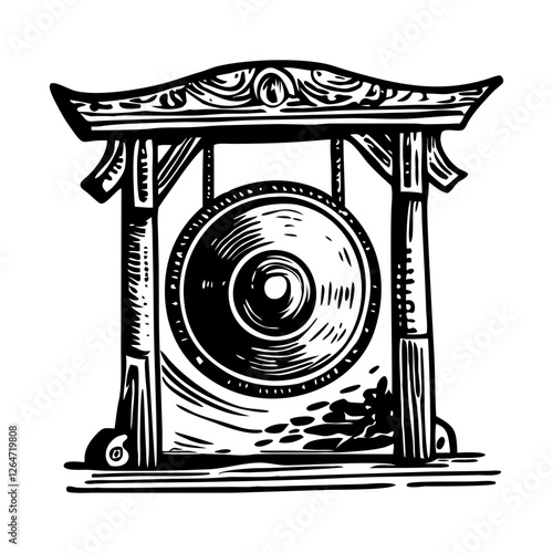 A vintage illustration of medieval gong bell