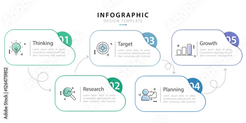 Timeline Creator infographic template. 5 Step timeline journey, calendar Flat simple infographics design template. presentation graph. Business concept with 5 options, gantt vector illustration.