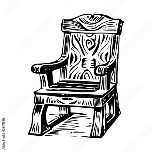 A vintage style illustration of carved chair