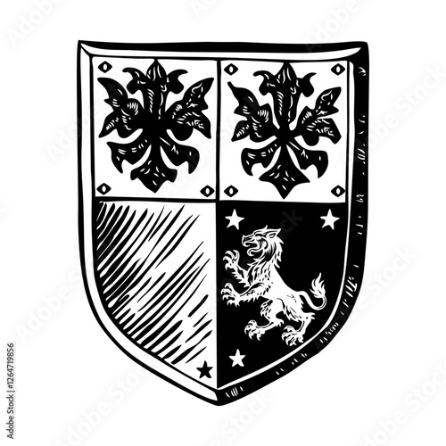 A vintage illustration of heraldic shield