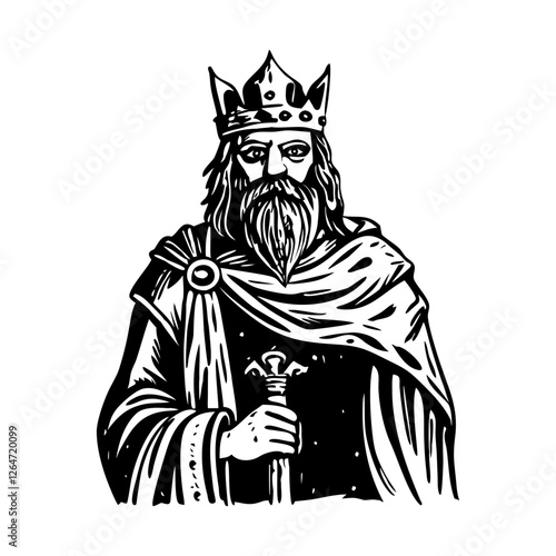 Vintage illustration of noble king portrait