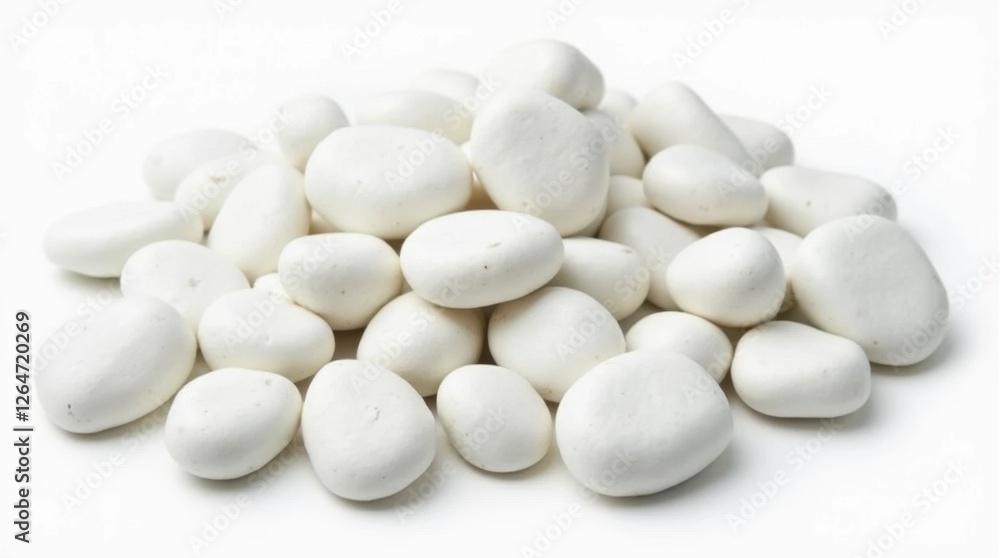 Smooth White Pebbles Isolated on White Background Smooth White Pebbles Isolated on White Background