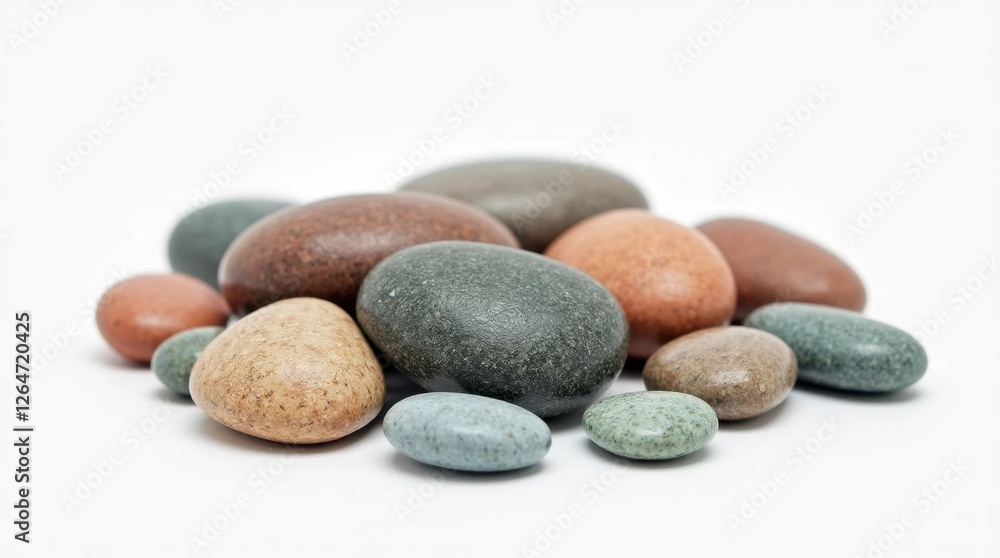 Smooth Colorful Pebbles Isolated on White Background Smooth Colorful Pebbles Isolated on White Background