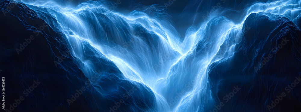 A long-exposure photograph of the blue waterfall in Iceland
A long-exposure photograph of the blue waterfall in Iceland