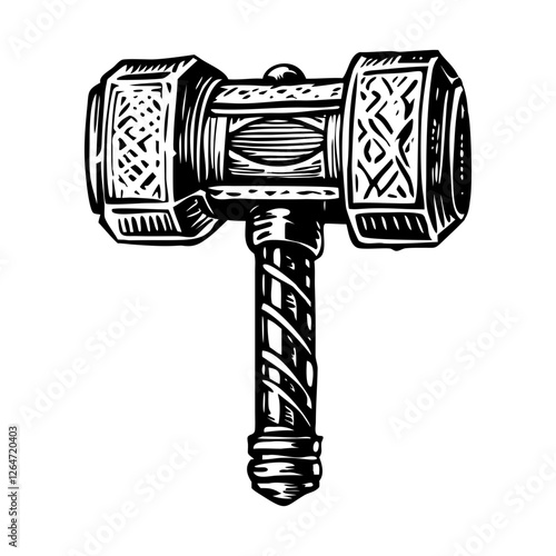 Vintage illustration depicting a medieval hammer