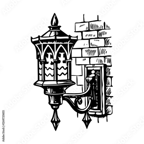 A vintage illustration of a wall sconce