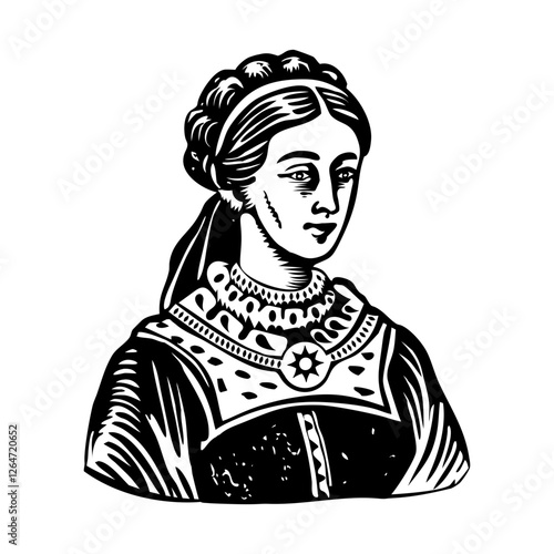 Vintage illustration of a noblewoman portrait