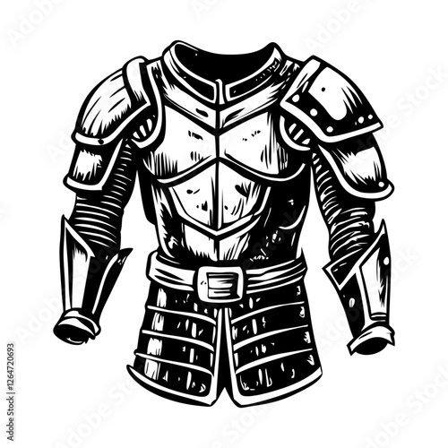 Knight plate armour vintage style illustration