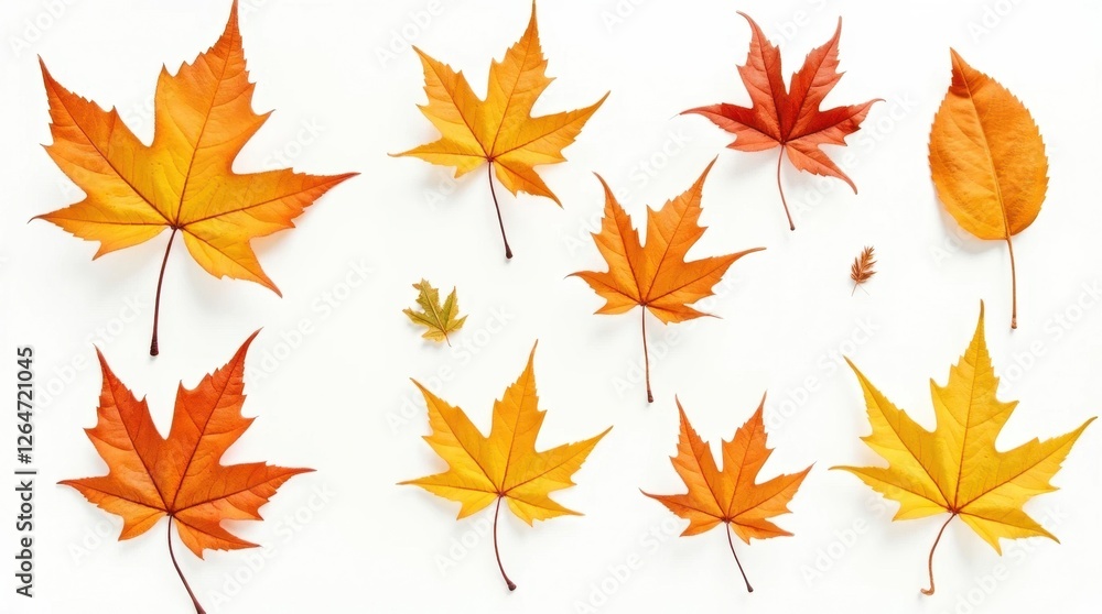 Golden Autumn Leaves Isolated on White Background Golden Autumn Leaves Isolated on White Background