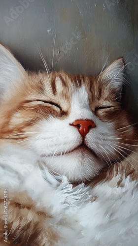 Cat relaxing peacefully with eyes closed against a dark background