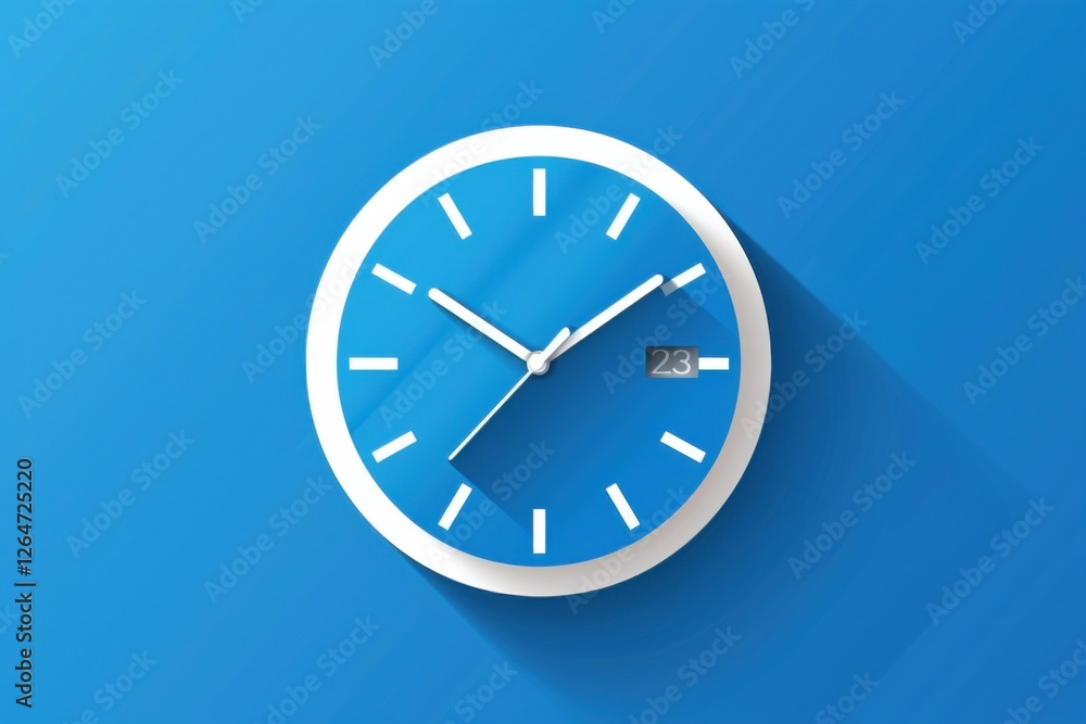 Business clock icon in flat style with a minimalist timer, set against a vibrant blue background Business clock icon in flat style with a minimalist timer, set against a vibrant blue background