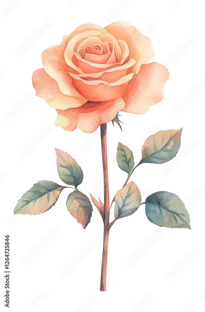 Fototapeta premium PNG Rose flower illustration watercolor art.