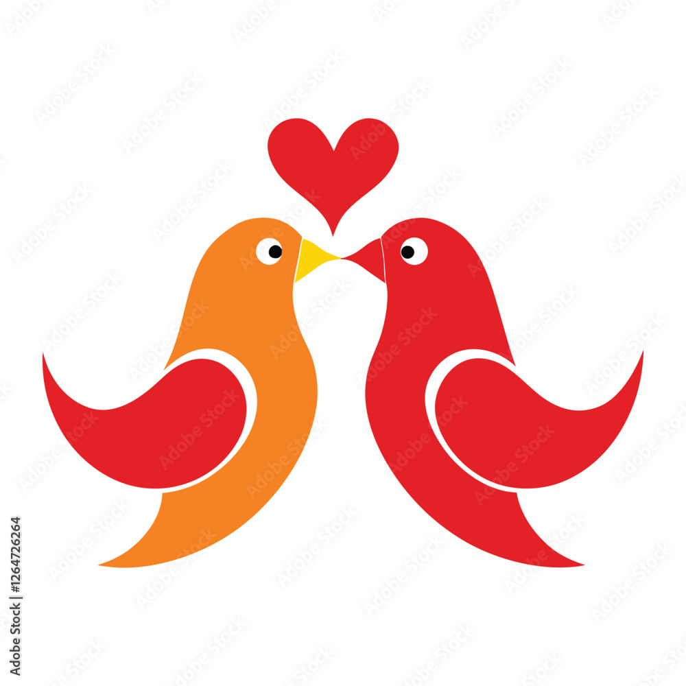 Obraz premium love-birds-depicted-in-pairs--representing-vector-illustration.