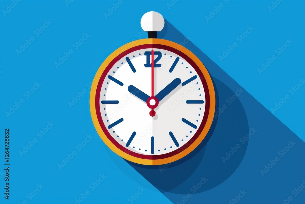 Business clock icon in flat style with a minimalist timer, set against a vibrant blue background Business clock icon in flat style with a minimalist timer, set against a vibrant blue background