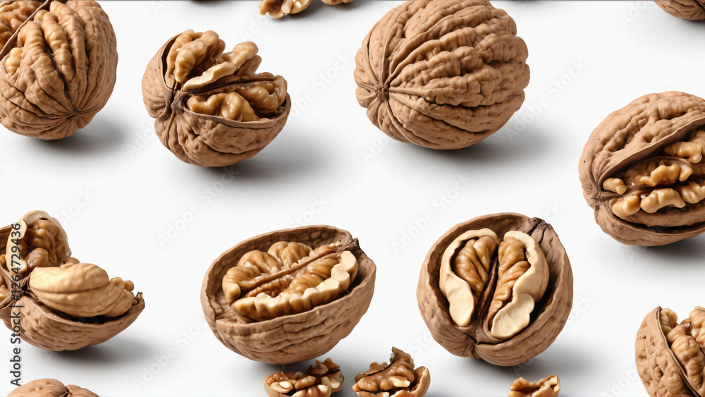 Opened walnut and kernel isolated on white Opened walnut and kernel isolated on white