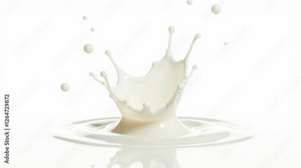 Milk Droplets Splashing on White Background Milk Droplets Splashing on White Background