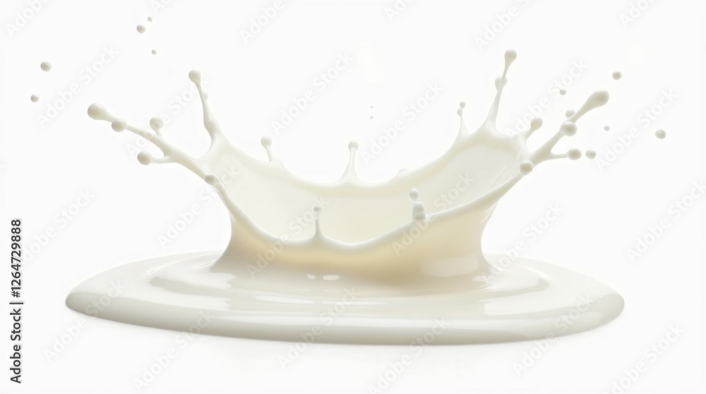 Milk Droplets Splashing on White Background Milk Droplets Splashing on White Background