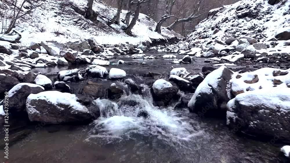 River, mountains, winter, forest, nature, river in forested mountains in winter River, mountains, winter, forest, nature, river in forested mountains in winter