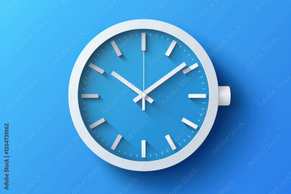 Business clock icon in flat style with a minimalist timer, set against a vibrant blue background Business clock icon in flat style with a minimalist timer, set against a vibrant blue background