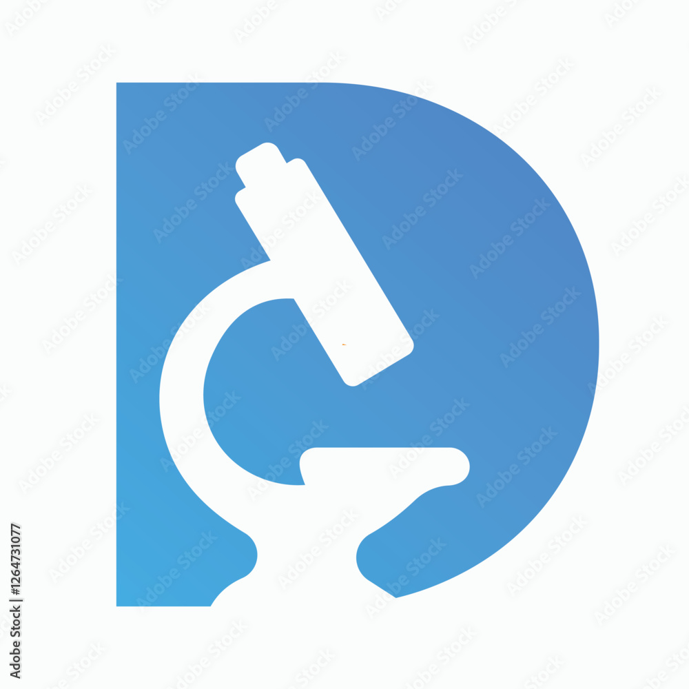 Letter D Microscope Symbol For Medical Experiment Sign Letter D Microscope Symbol For Medical Experiment Sign
