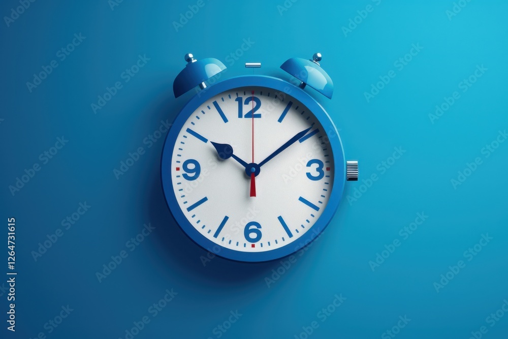Business clock icon in flat style with a minimalist timer, set against a vibrant blue background Business clock icon in flat style with a minimalist timer, set against a vibrant blue background