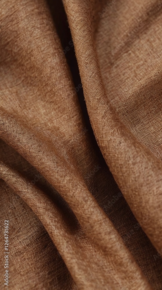 Fototapeta premium Brown fabric cloth texture for background, natural textile pattern.