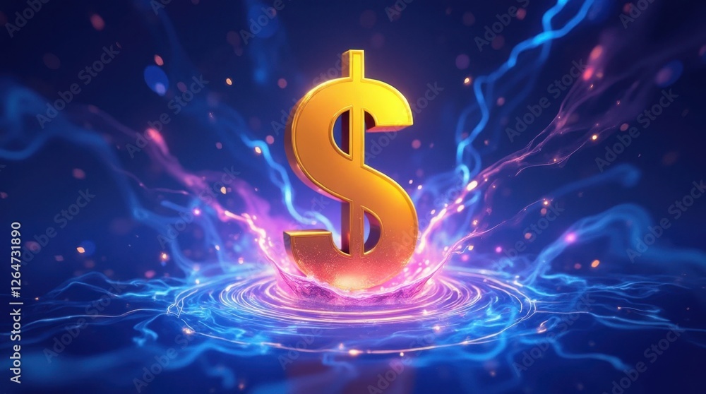Golden Dollar Sign Emerging from a Vortex Golden Dollar Sign Emerging from a Vortex