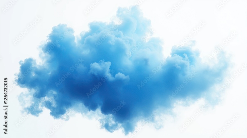 Isolated Blue Smoke Cloud on White Background Isolated Blue Smoke Cloud on White Background