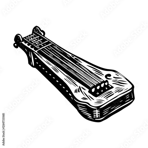 Vintage illustration depicting a dulcimer