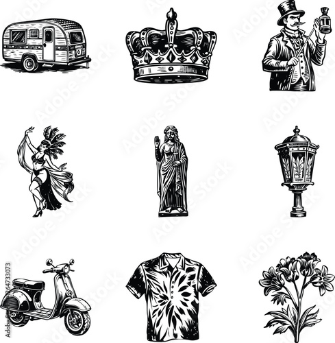 Bundle of Antique Culture Vintage Illustrations

