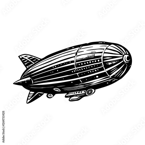 Vintage illustration depicting a rigid airship