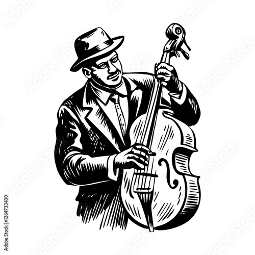 Jazz musician character, vintage illustration