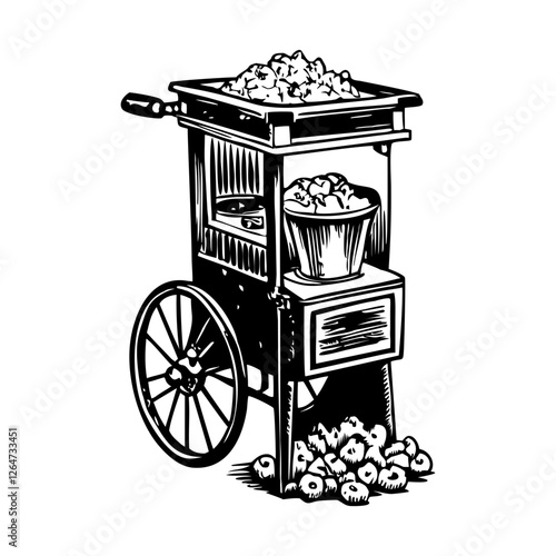 Popcorn machine vector illustration in vintage style