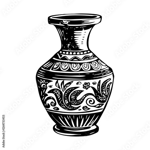 Sketchy illustration of a beautiful vintage vase