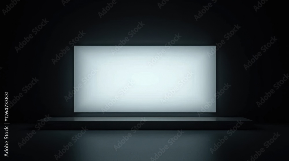 Minimalist Workspace with Glowing Screen in Darkness Minimalist Workspace with Glowing Screen in Darkness