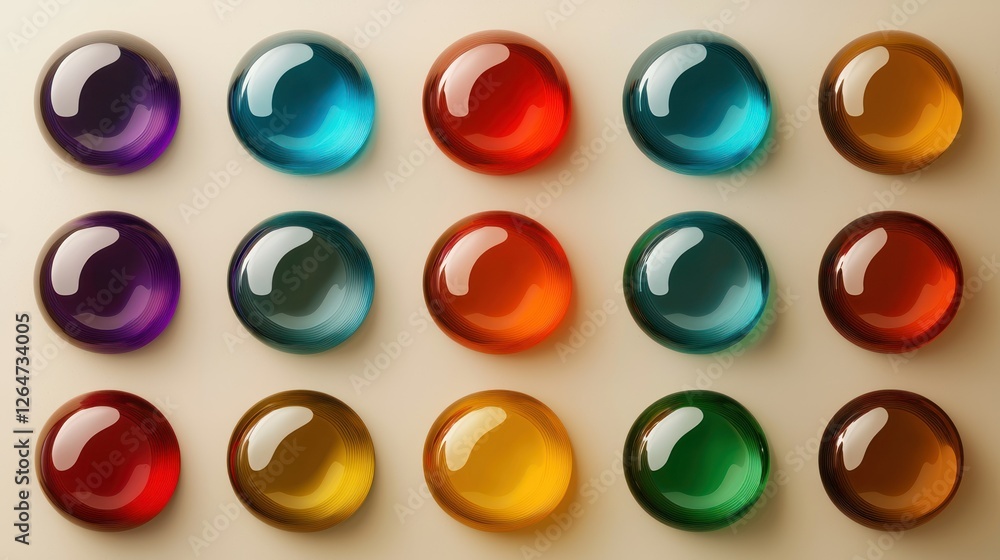 A series of smooth circular blobs in various colors arranged geometrically. A series of smooth circular blobs in various colors arranged geometrically.