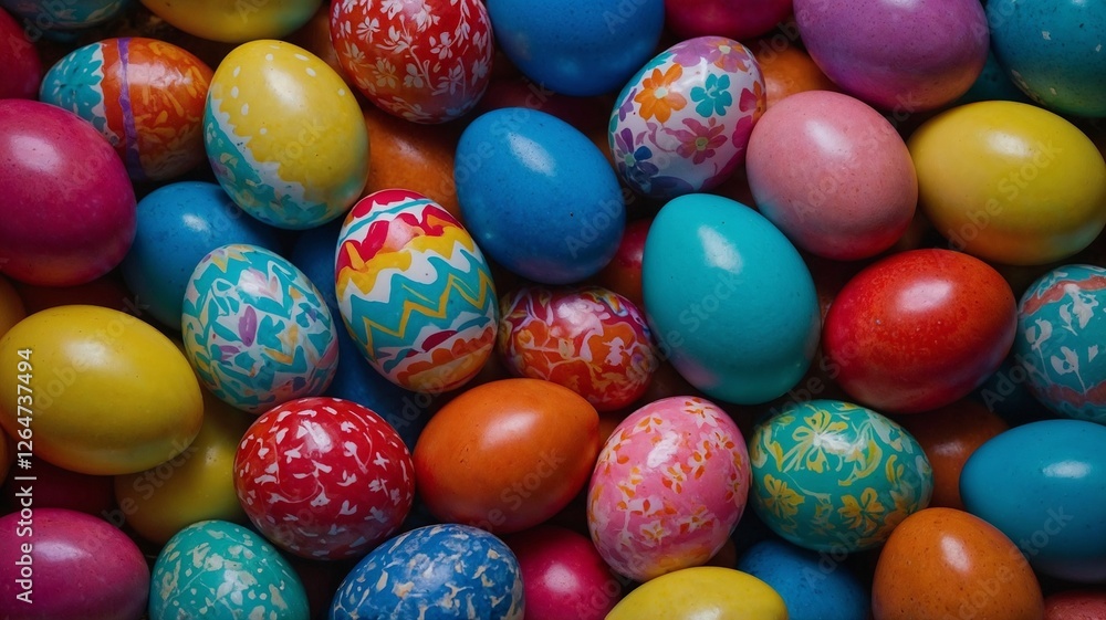 Obraz premium Easter background or banner with colorful easter eggs.