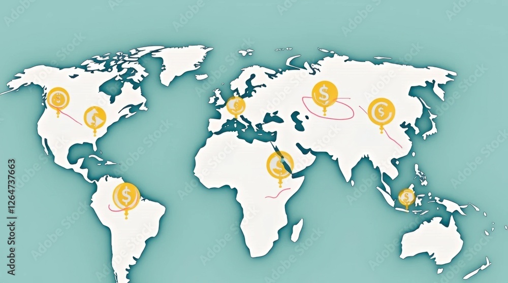 Obraz premium Global Financial Connections Infographic