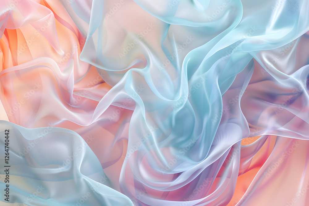 Obraz premium A vibrant, flowing fabric texture in soft pastel colors, creating a dreamy aesthetic.