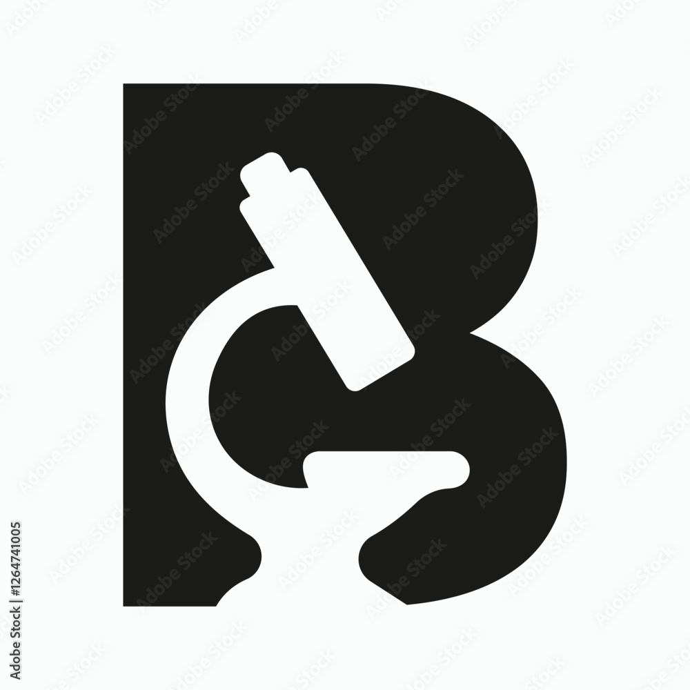 Letter B Microscope Symbol For Medical Experiment Sign Letter B Microscope Symbol For Medical Experiment Sign